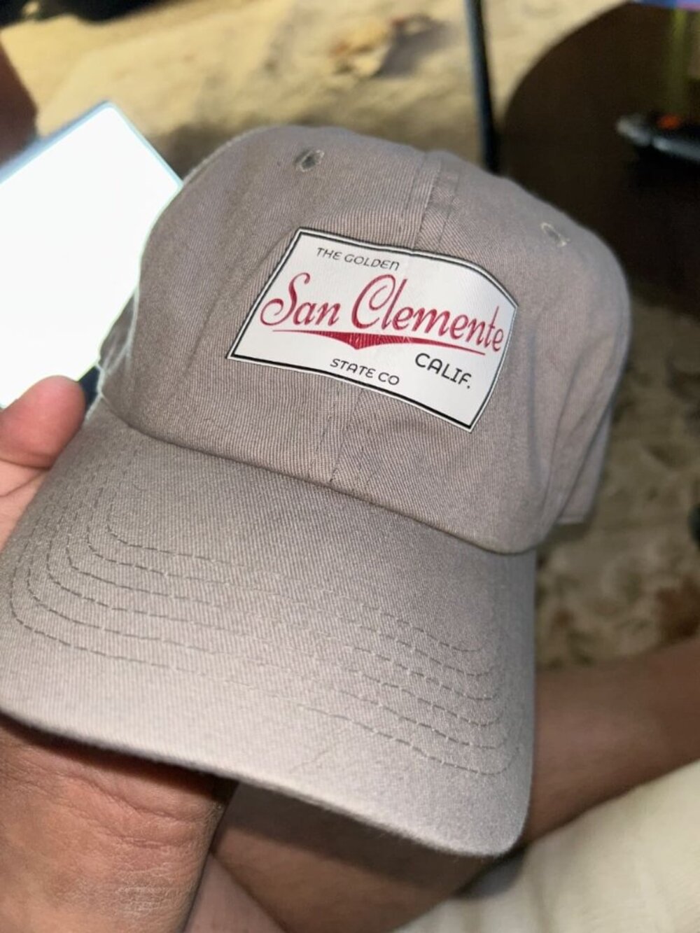 Unbranded San Clemente Calif. Patch Dad Hat Light Grey (LGY) / Red & White Patc…
